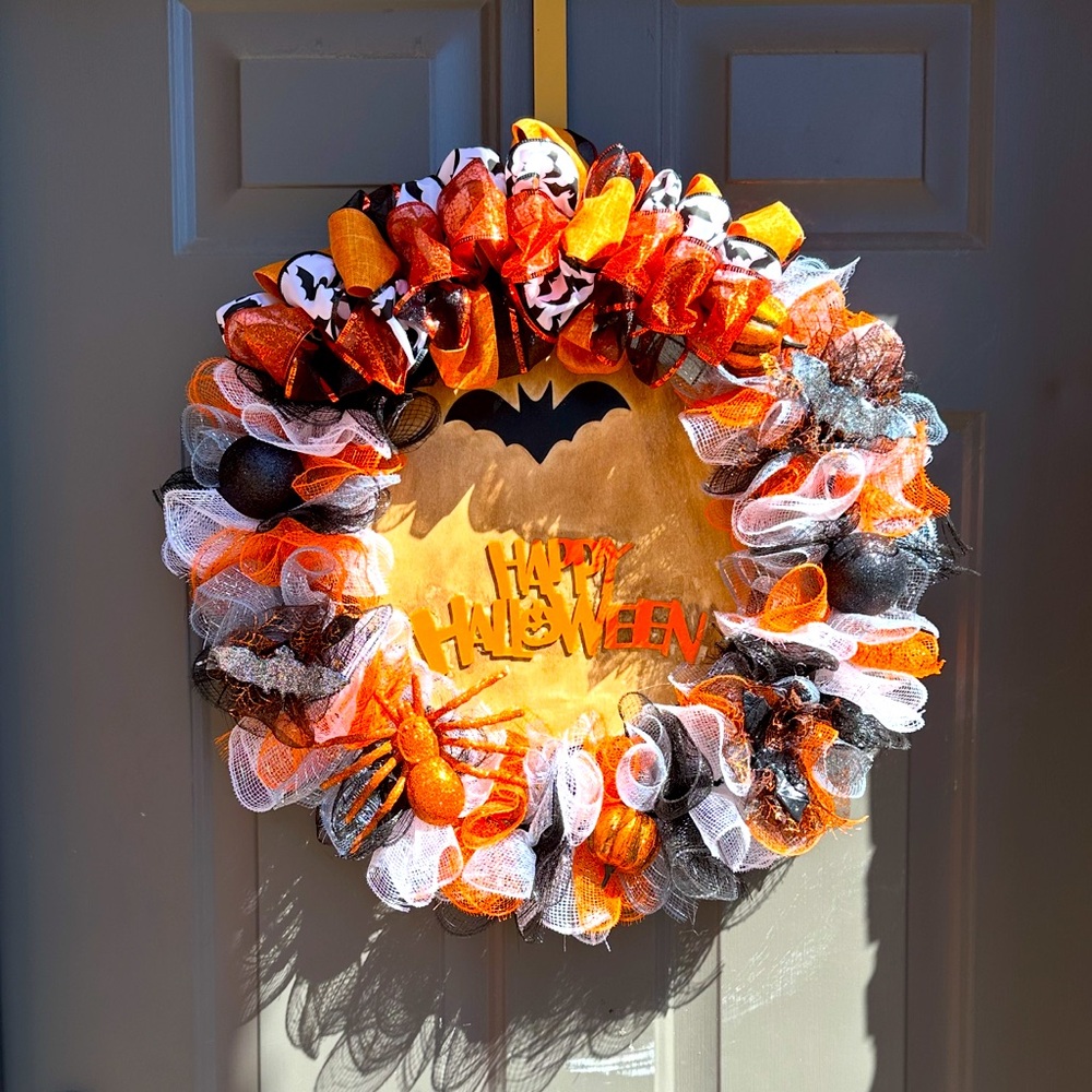 2024 Happy Halloween Decoration Wreath Front Door Halloween Party 18”